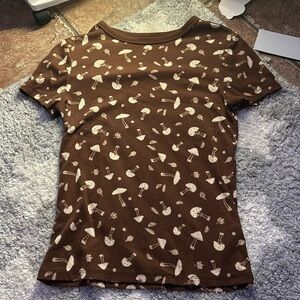 short sleeve, brown, women’s, mushroom, small